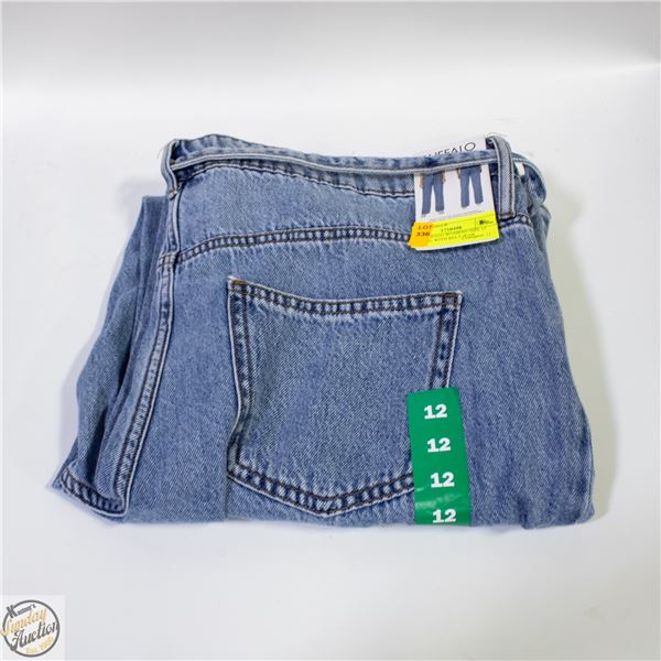 NEW BUFFALO WOMENS SIZE 12 WIDE LEG WITH BELT JEAN