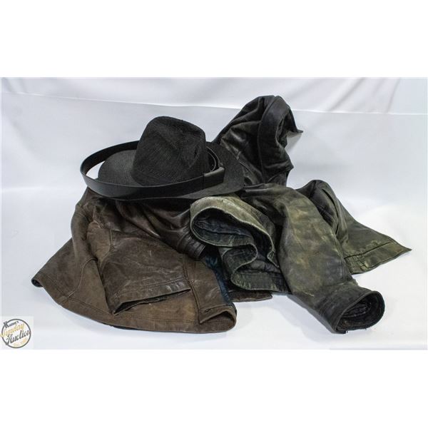 ESTATE LEATHER JACKETS HAT AND BELT