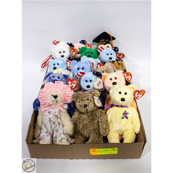 18 ASSORTED VINTAGE COLLECTOR TY BEANIE BABIES