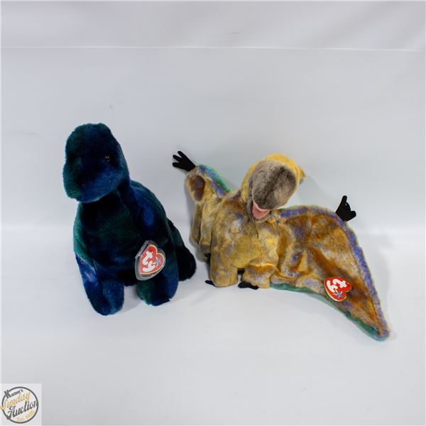 2000 TV BEANIE BABY SWOOP + TY BEANIE BUDDY BRONTY