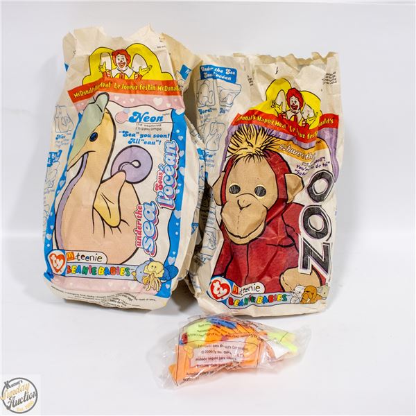 LOT OF VINTAGE MCDONALDS BAGS AND BEANIE BABY TOYS