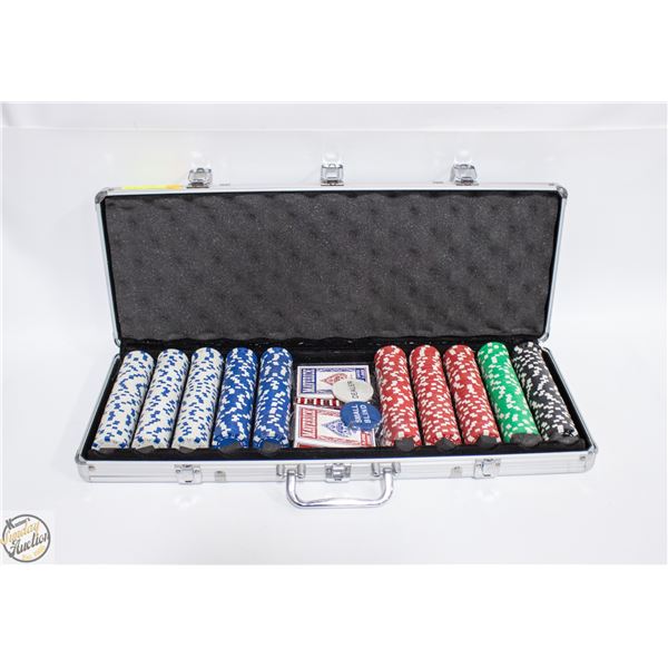 NEW 500 CHIPS 11.5G POKER SET NEW 2 DECKS, 5 DICE,