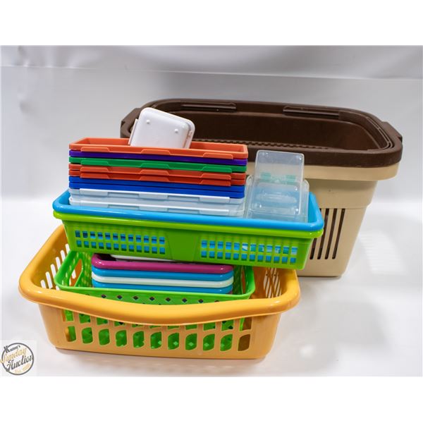 24 ASSORTED PLASTIC BASKETS