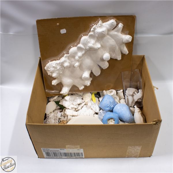 LOT OF UNFINISHED CERAMIC FIGURINES