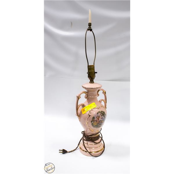 VINTAGE LAMP (PINK WITHOUT A SHADE) CORD IS FRAYED
