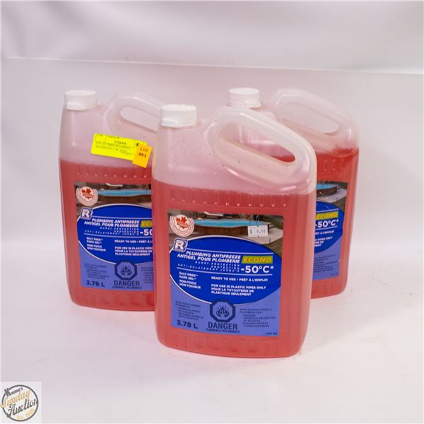 LOT OF THREE PLUMBING ANTIFREEZE 3.78L JUGS