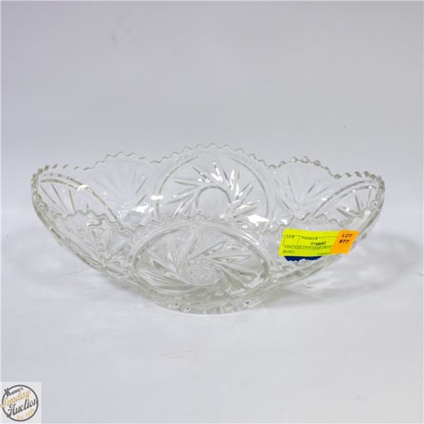 VINTAGE CUT LEAD CRYSTAL OVAL BOWL