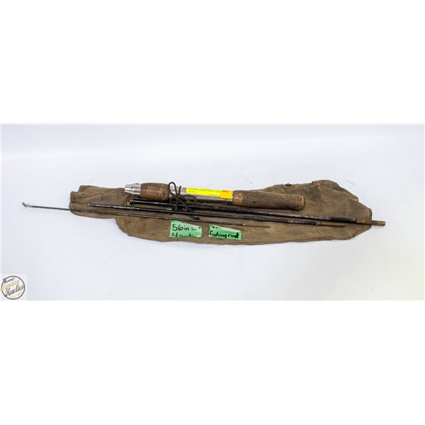 VINTAGE FISHING ROD 4 SECTIONS 56 IN L