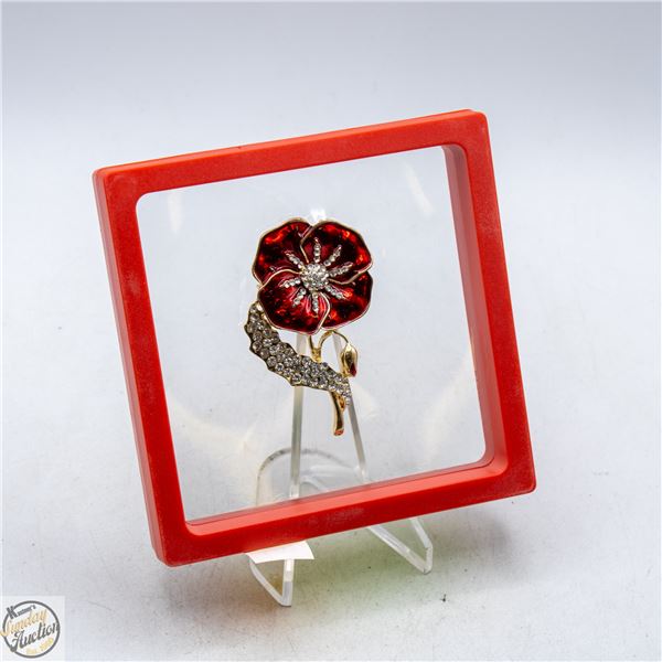 LARGE POPPY BROOCH BROOCH WITH CLEAR