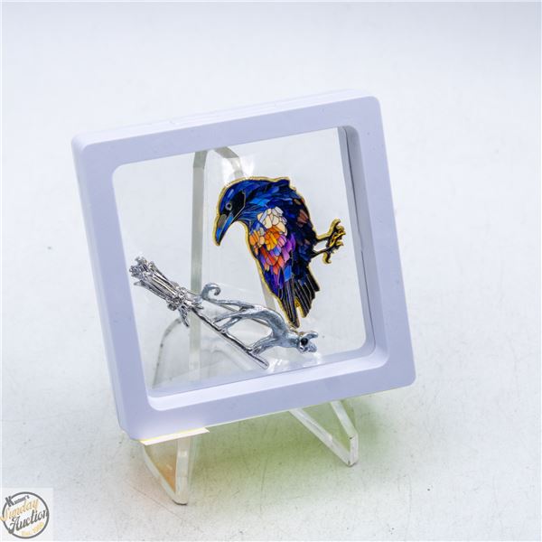 NEW 2 PC BROOCH SET CAT ON BROOM AND