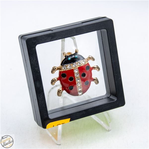 NEW LADYBUG BROOCH RHINESTONE & ENAMEL