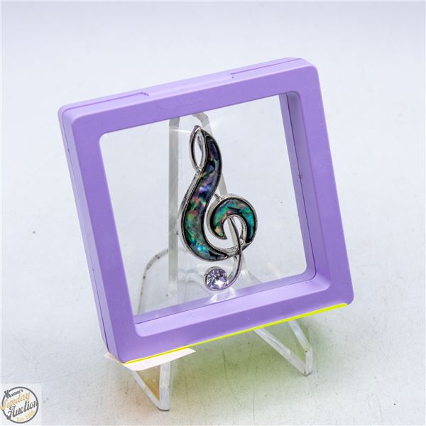 NEW ABALONE INLAY MUSIC NOTE BROOCH