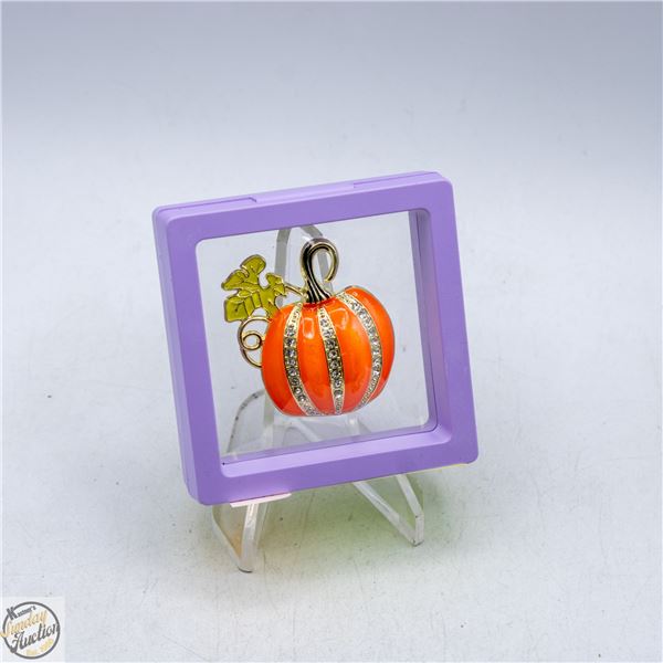 NEW PUMPKIN BROOCH WITH RHINESTONES
