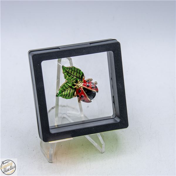 NEW LADYBUG RHINESTONE ENAMEL GREEN