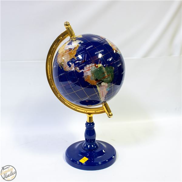 NATURAL STONE INLAY WORLD GLOBE
