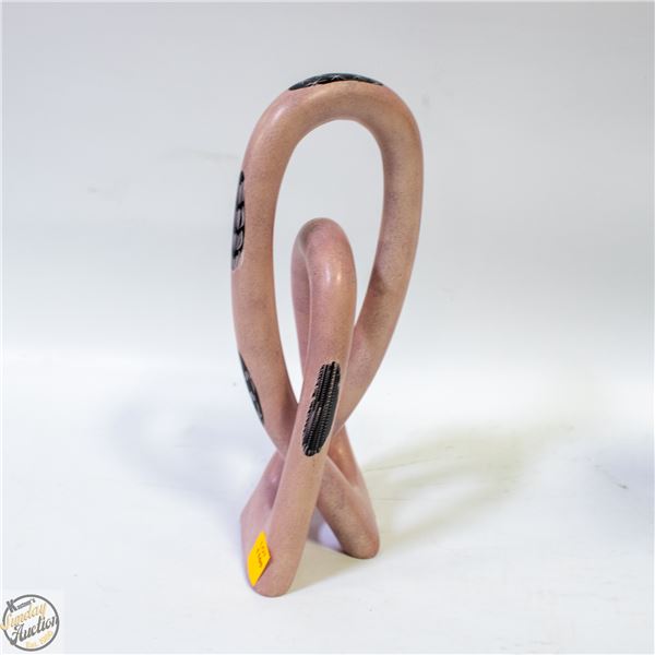 HAND CARVED PINK SOAPSTONE INFINITY LOOP H-10.5"