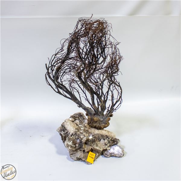 RAW BLACK CORAL ON MUCOVITE MICA STAND H-13"