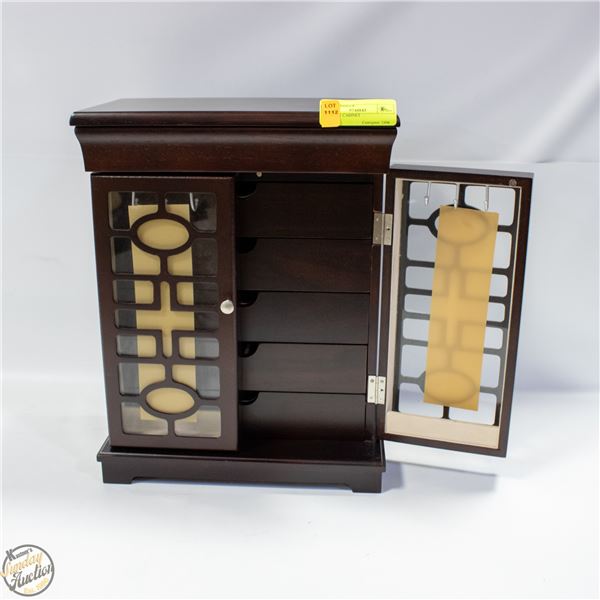 TABLE TOP JEWELRY CABINET H-14.75" W-6.5" L-11.5"