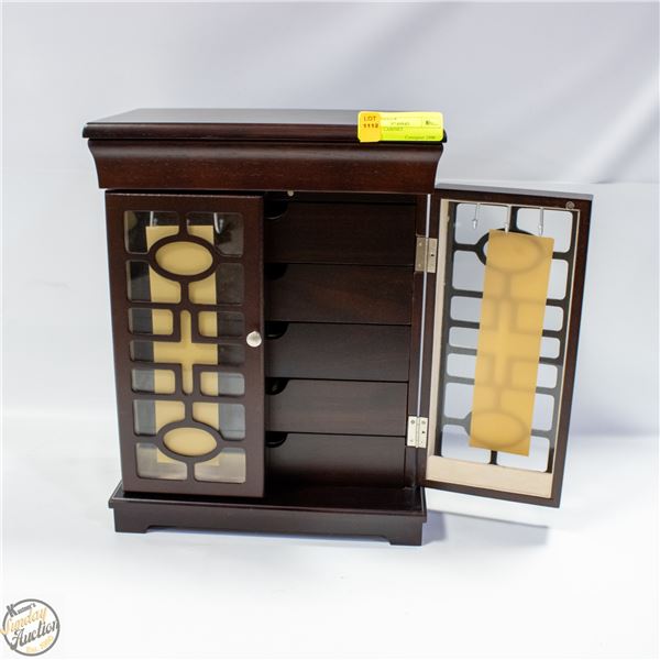TABLE TOP JEWELRY CABINET H-14.75" W-6.5" L-11.5"