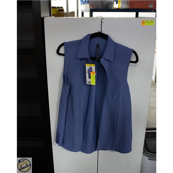 NEW GAIAM WOMEN'S VIOLET SLEEVELESS BUTTON SHIRT S