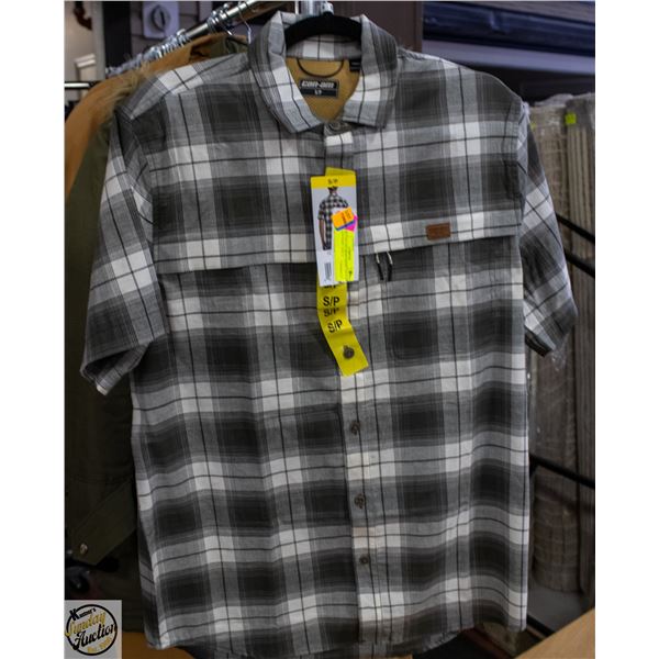NEW CAN-AM MEN'S SHORT SLEEVE PLAID SHIRT SIZE S