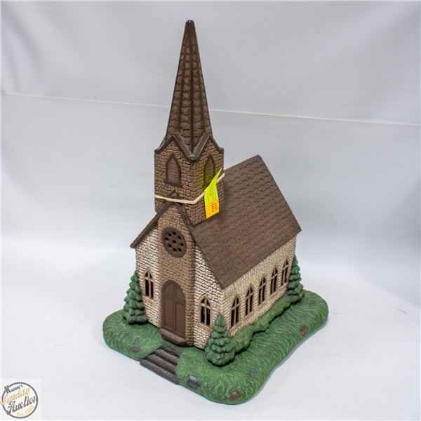 LIGHT UP CERAMIC CHURCH FIGURINE 18" TALL