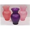 Image 1 : THREE 11 INCH GLASS VASES