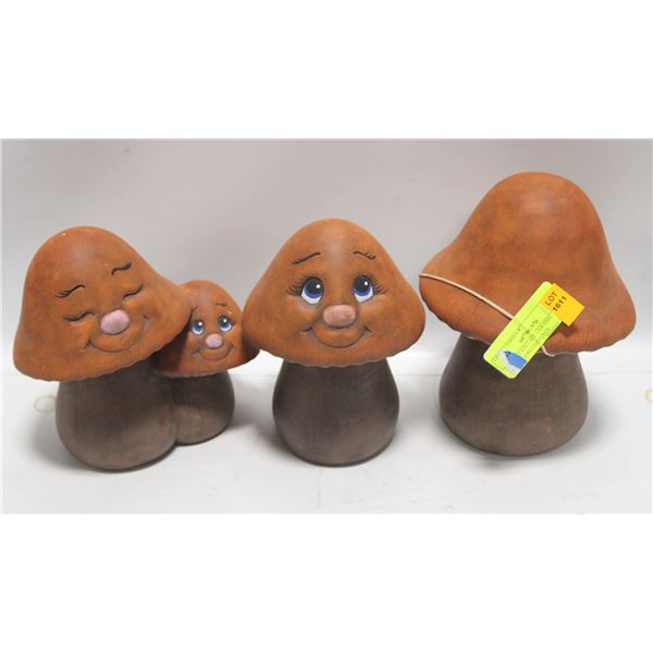 LOT OF 3 VINTAGE CERAMIC MUSHROOM FIGURINES