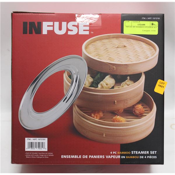 INFUSE 4PC BAMBOO STEAMER SET