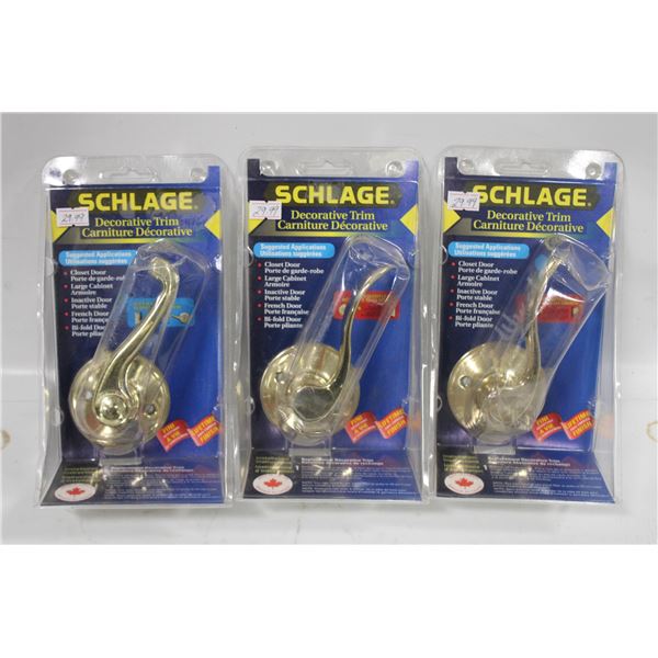 3 NEW SCHLAGE DECORATIVE TRIM CLOSET DOORS