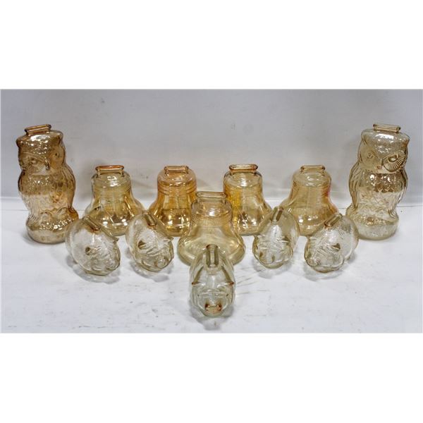 LOT OF AMBER GLASS COIN BANKS