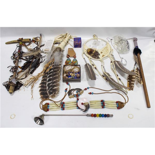 LOT OF INDIGENOUS DECOR AND JEWLERY INCLUDES