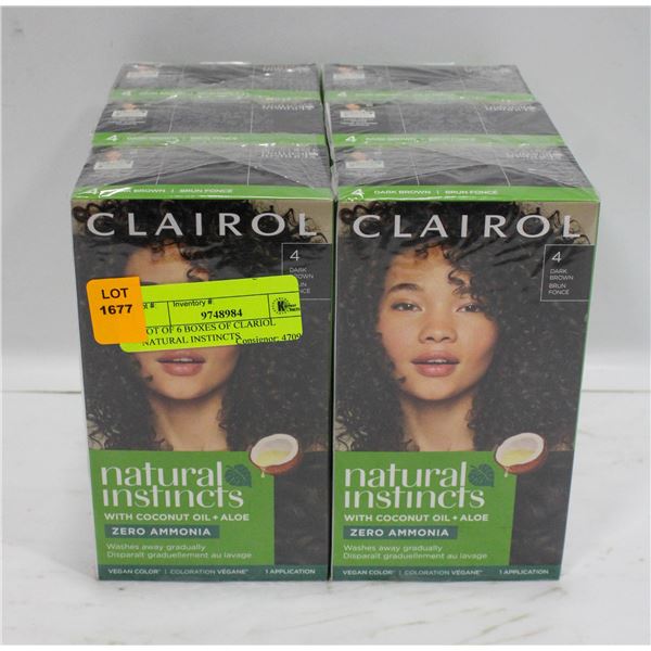 LOT OF 6 BOXES OF CLARIOL NATURAL INSTINCTS