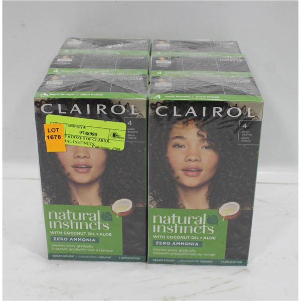 LOT OF 6 BOXES OF CLARIOL NATURAL INSTINCTS