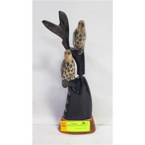 CARVED BUFFALO HORN EAGLES