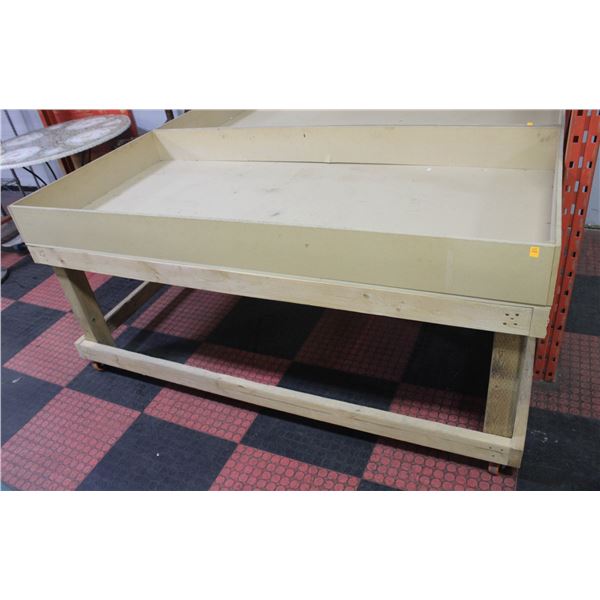 CUSTOM MADE BIN ON WHEELS H-34.5" W-36" L-75.25"