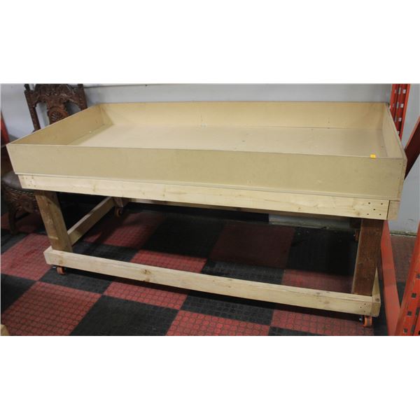CUSTOM MADE BIN ON WHEELS H-34.5" W-36" L-75.25"