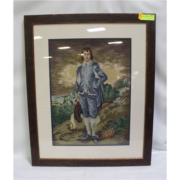 CROSS STITCHED BLUE BOY 23.5" X 28.75"