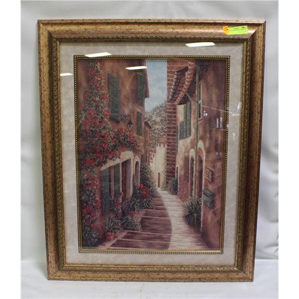 FRAMED TUSCAN STREET SCENE 27" X 33"