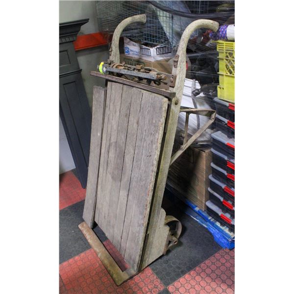 ANTIQUE PORTABLE GRAIN SCALE HAND TRUCK