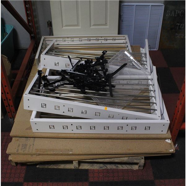 PALLET OF WALL MOUNT SHELFS WITH PRESSBOARD +
