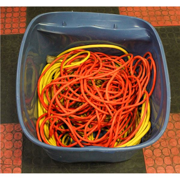 TOTE OF EXTENSION CORDS