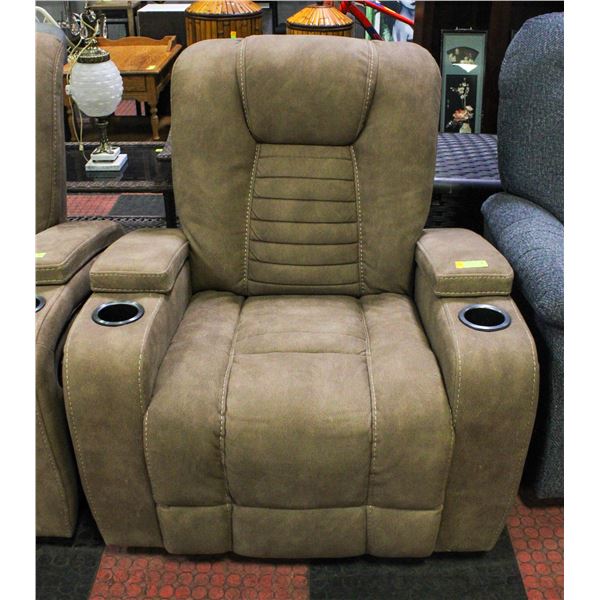 BROWN SUEDE ELECTRIC RECLINER CHAIR