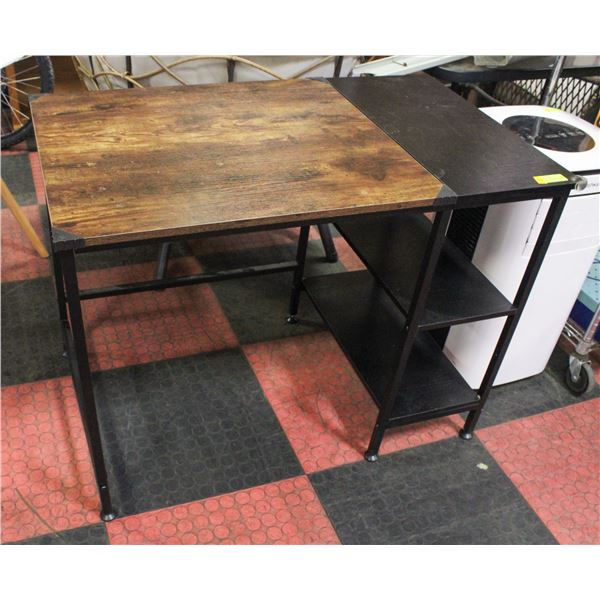WOOD STYLE DESK WITH BLACK METAL FRAME