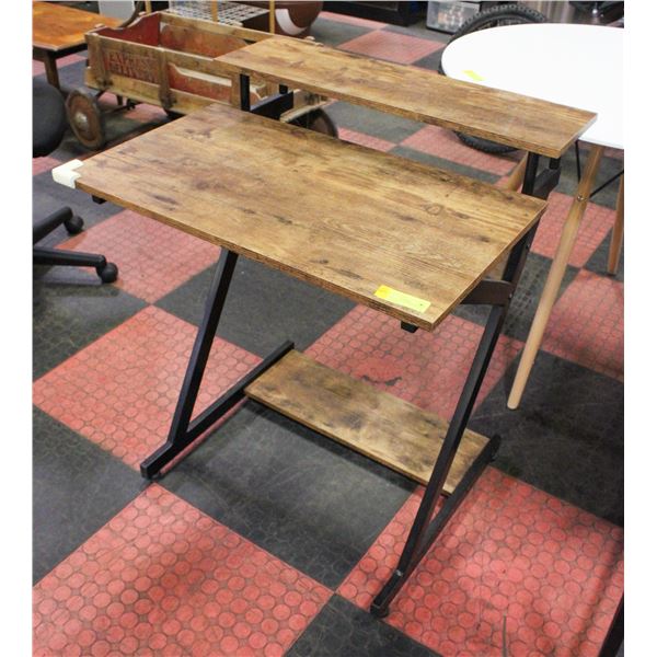 WOOD STYLE DESK WITH BLACK METAL FRAME