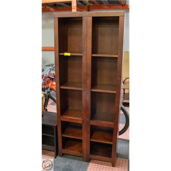 SOLID WOOD BOOKSHELF UNIT H-72.5" W-12.25" L-30"
