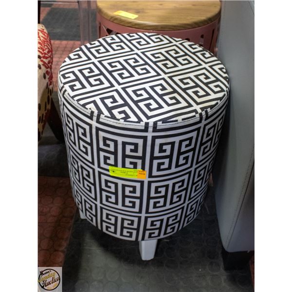 WHITE AND BLACK ROUND FOOT STOOL
