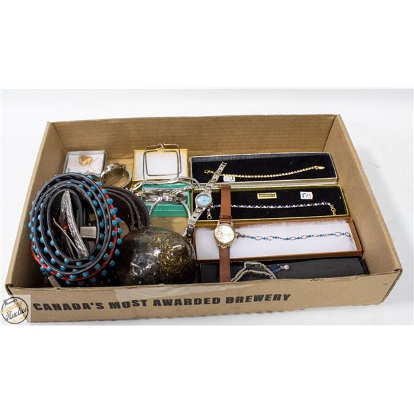 FLAT OF ESTATE JEWELRY BOX CONTENTS INCLUDES 925