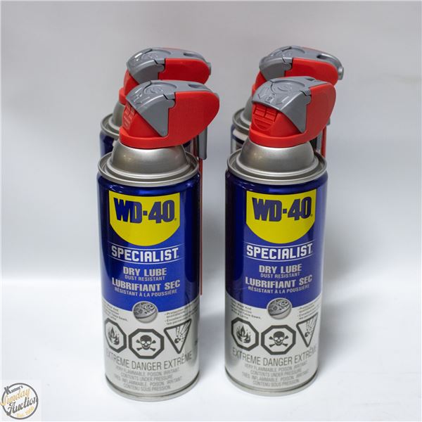 4 CANS OF WD40 SPECIALIST DRY LUBRICANT
