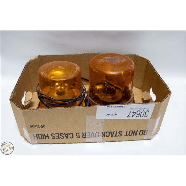 2 AMBER ROTATING LIGHTS - 1 HARDWIRED, 1 X 12V